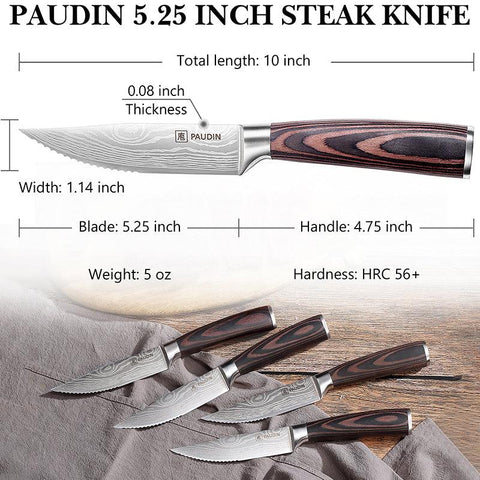 6 - PC, Ultra Sharp 5.25" Steak Knife Set - Paudin Store