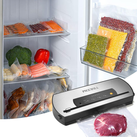 PICKWILL Effortless Vacuum Sealer 80Kpa Powerful Compression for Freshness with Starter Bags & Roll - Paudin Store