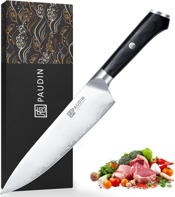 Atermis Damascus Chef Knife 8" Ergomonic Handle