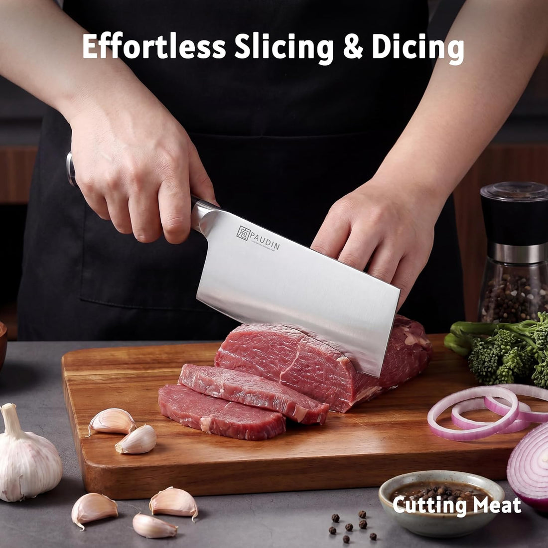 Ultra Dark Cinese Cleaver Knife 7 Inch Dish Washer Safe