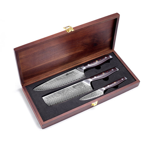 Plume Luxe 3-PC Damascus Knife Set