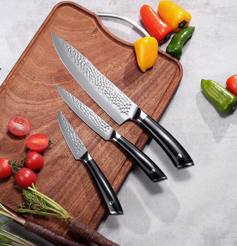 Hammered Premium 3-PC,  Chefs Knife SetS - Paudin Store