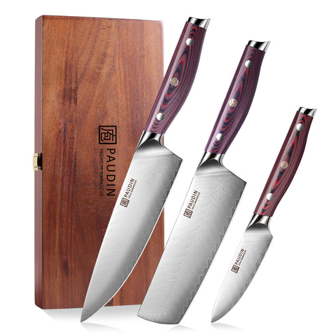 Plume Luxe 3-PC Damascus Knife Set