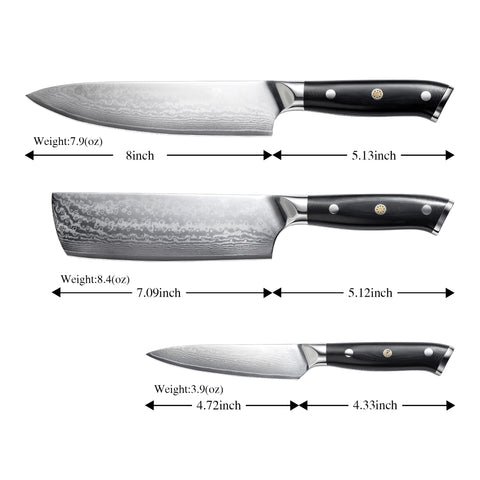 Cloud Premium 3-PC Damascus Knife Set