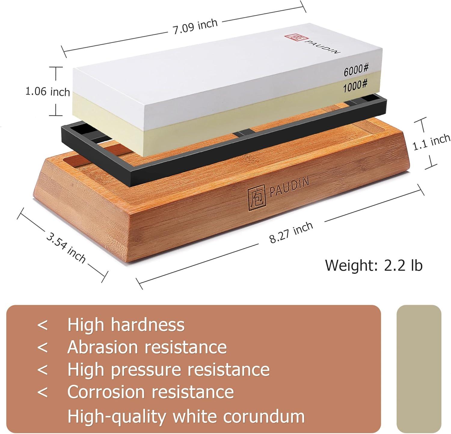 Paudin Premium Whetstone Knife Sharpener Kit - 1000/6000 Grit - Paudin Store