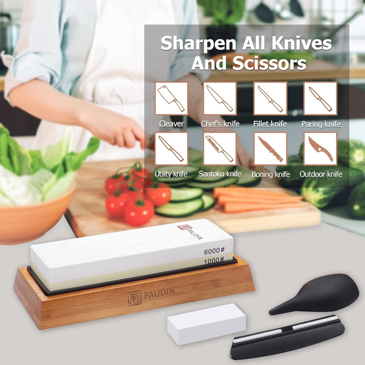 Paudin Premium Whetstone Knife Sharpener Kit - 1000/6000 Grit - Paudin Store