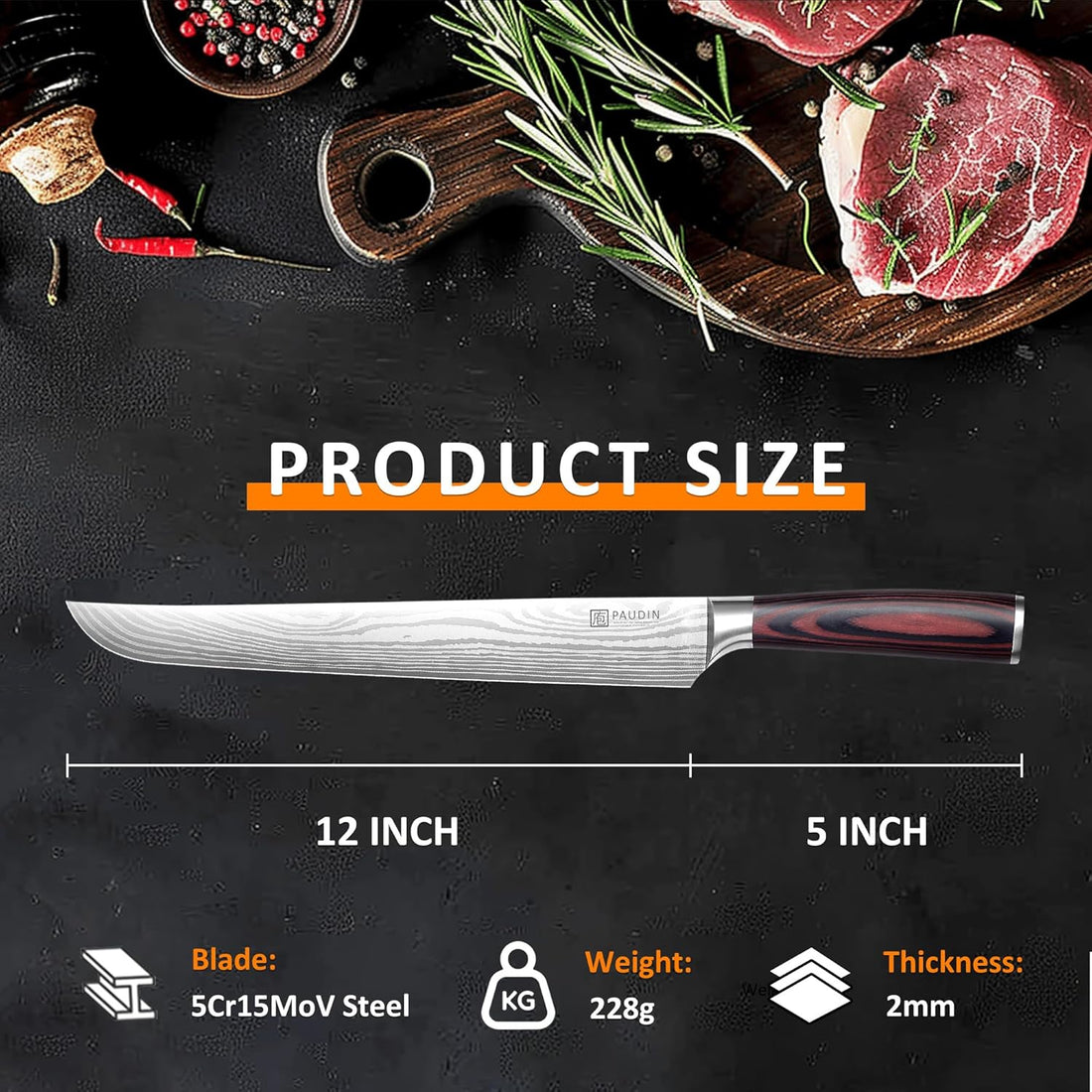 PAUDIN UNIVERSAL CLASSIC 12 Inch Carving Knife - Paudin Store